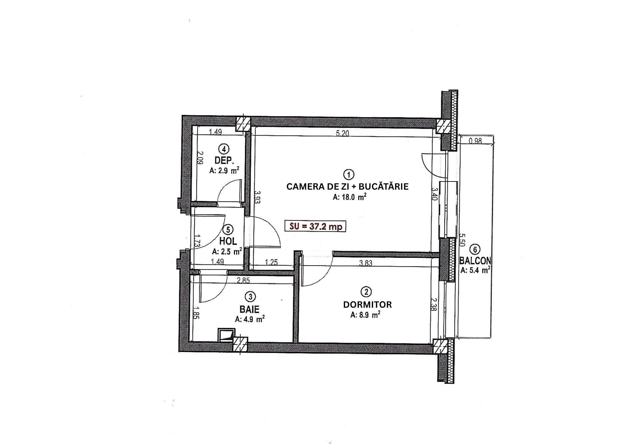 Apartament 2 camere NOU, 37,2 mp + balcon 5,4 mp, Urușagului Florești | Parcare subterană | 0% comision – fotografia 11